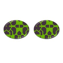 Brown Green Shapes Cufflinks (oval) by LalyLauraFLM