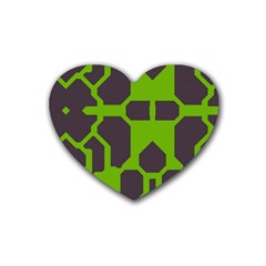 Brown Green Shapes Heart Coaster (4 Pack) by LalyLauraFLM