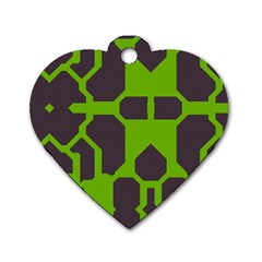 Brown Green Shapes Dog Tag Heart (one Side)