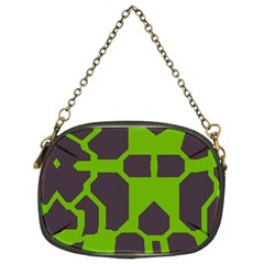 Brown Green Shapes Chain Purse (two Sides) by LalyLauraFLM