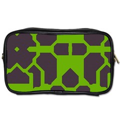 Brown Green Shapes Toiletries Bag (two Sides) by LalyLauraFLM