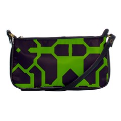 Brown Green Shapes Shoulder Clutch Bag by LalyLauraFLM