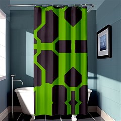 Brown Green Shapes	shower Curtain 36  X 72  by LalyLauraFLM