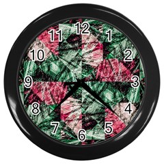 Luxury Grunge Digital Pattern Wall Clocks (black) by dflcprints