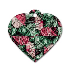 Luxury Grunge Digital Pattern Dog Tag Heart (two Sides)