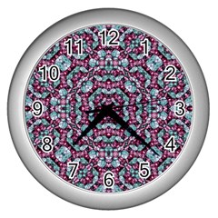 Luxury Grunge Digital Pattern Wall Clocks (silver)  by dflcprints