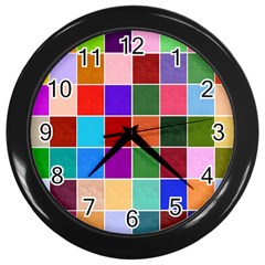 Multi Colour Squares Pattern Wall Clocks (black) by LovelyDesigns4U