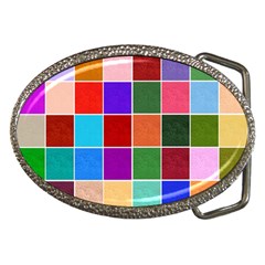 Multi Colour Squares Pattern Belt Buckles