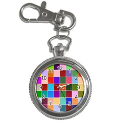 Multi Colour Squares Pattern Key Chain Watches