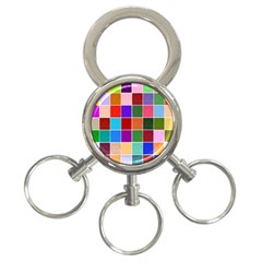 Multi Colour Squares Pattern 3-ring Key Chains by LovelyDesigns4U