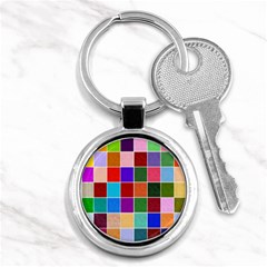 Multi Colour Squares Pattern Key Chains (round)  by LovelyDesigns4U