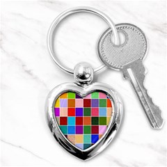 Multi Colour Squares Pattern Key Chains (heart) 