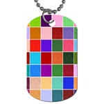 Multi Colour Squares Pattern Dog Tag (One Side) Front