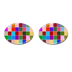 Multi Colour Squares Pattern Cufflinks (oval) by LovelyDesigns4U