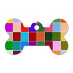 Multi Colour Squares Pattern Dog Tag Bone (Two Sides) Back