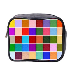 Multi Colour Squares Pattern Mini Toiletries Bag 2-side by LovelyDesigns4U