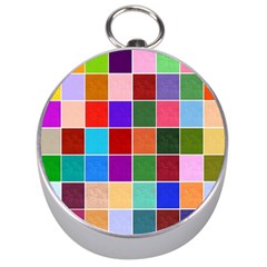 Multi Colour Squares Pattern Silver Compasses by LovelyDesigns4U