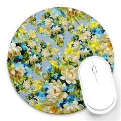 Vintage Floral Pattern Round Mousepads