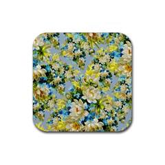 Vintage Floral Pattern Rubber Coaster (square)  by LovelyDesigns4U