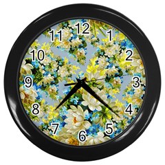 Vintage Floral Pattern Wall Clocks (black) by LovelyDesigns4U