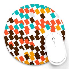 Rectangles On A White Background Round Mousepad by LalyLauraFLM