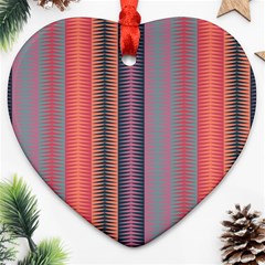 Triangles And Stripes Pattern Heart Ornament (two Sides)