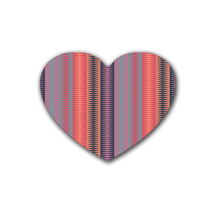 Triangles and stripes pattern Rubber Coaster (Heart)