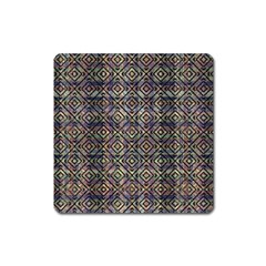 Multicolored Ethnic Check Seamless Pattern Square Magnet by dflcprints