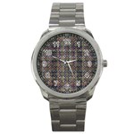 Multicolored Ethnic Check Seamless Pattern Sport Metal Watches Front