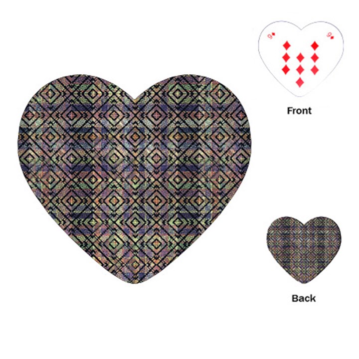 Multicolored Ethnic Check Seamless Pattern Playing Cards (Heart) 