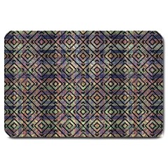 Multicolored Ethnic Check Seamless Pattern Large Doormat  by dflcprints