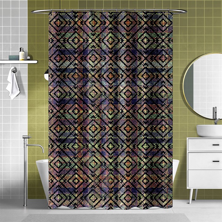 Multicolored Ethnic Check Seamless Pattern Shower Curtain 48  x 72  (Small) 