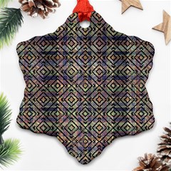 Multicolored Ethnic Check Seamless Pattern Ornament (snowflake) 