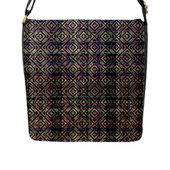 Multicolored Ethnic Check Seamless Pattern Flap Messenger Bag (l) 