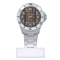 Multicolored Ethnic Check Seamless Pattern Nurses Watches