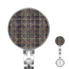 Multicolored Ethnic Check Seamless Pattern Stainless Steel Nurses Watches by dflcprints