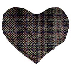 Multicolored Ethnic Check Seamless Pattern Large 19  Premium Flano Heart Shape Cushions by dflcprints