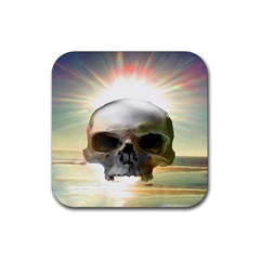 Skull Sunset Rubber Coaster (square)  by icarusismartdesigns