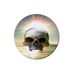 Skull Sunset Rubber Coaster (round)  by icarusismartdesigns