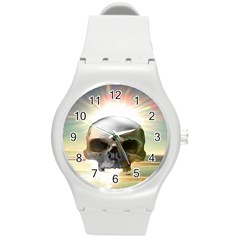 Skull Sunset Round Plastic Sport Watch (m) by icarusismartdesigns