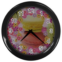 Macaroons And Floral Delights Wall Clocks (black) by LovelyDesigns4U