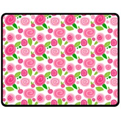 Rose Garden Double Sided Fleece Blanket (medium) by TrishRose