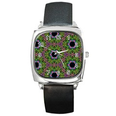 Repeated Geometric Circle Kaleidoscope Square Metal Watches