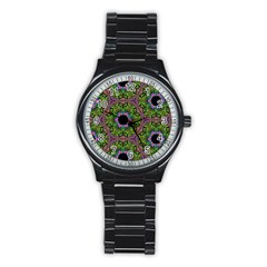 Repeated Geometric Circle Kaleidoscope Stainless Steel Round Watches