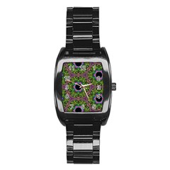 Repeated Geometric Circle Kaleidoscope Stainless Steel Barrel Watch