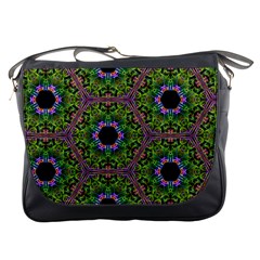 Repeated Geometric Circle Kaleidoscope Messenger Bags by canvasngiftshop