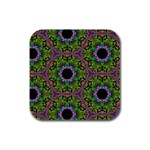 Repeated Geometric Circle Kaleidoscope Rubber Square Coaster (4 pack)  Front