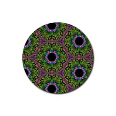 Repeated Geometric Circle Kaleidoscope Rubber Coaster (round)  by canvasngiftshop