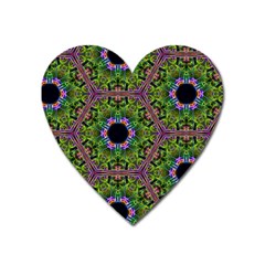 Repeated Geometric Circle Kaleidoscope Heart Magnet