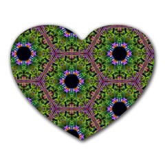 Repeated Geometric Circle Kaleidoscope Heart Mousepads by canvasngiftshop